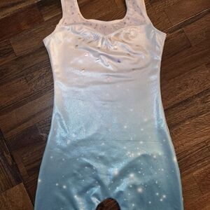 Shimmering Blue and White Leotard